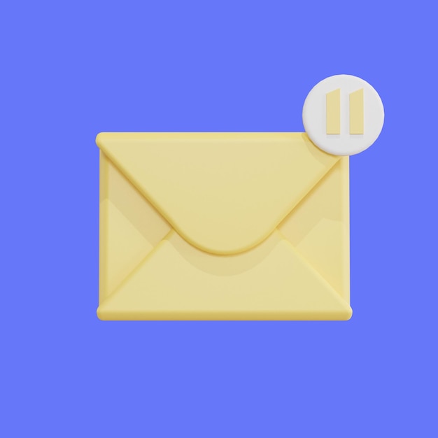 Illustrazione 3D icona e-mail blu con logo e-mail di notifica non letta