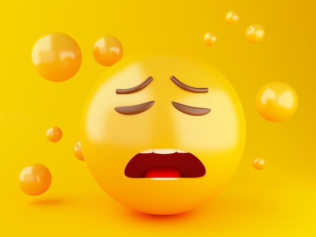 Illustrazione 3D Icone Emoji con espressioni facciali. Concetto di social media.