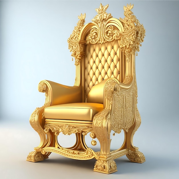 Illustrazione 3D in oro di DreamShaper dell'interno della sedia reale