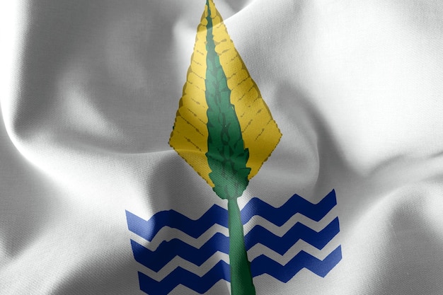 Illustrazione 3D La bandiera della New Valley è una regione dell'Egitto che sventola sullo sfondo tessile della bandiera del vento