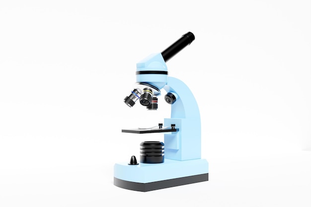 illustrazione 3d microscopio da laboratorio realistico senza sfondo bianco strumento farmaceutico chimico 3d strumento d'ingrandimento microbiologico