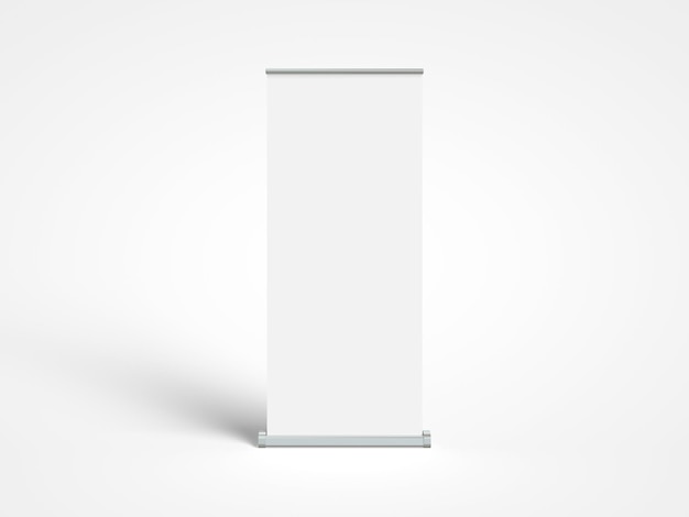 Illustrazione 3D Mockup banner rollup isolato su sfondo bianco