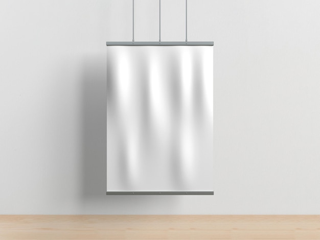 Illustrazione 3D Mockup banner sospeso isolato su sfondo bianco