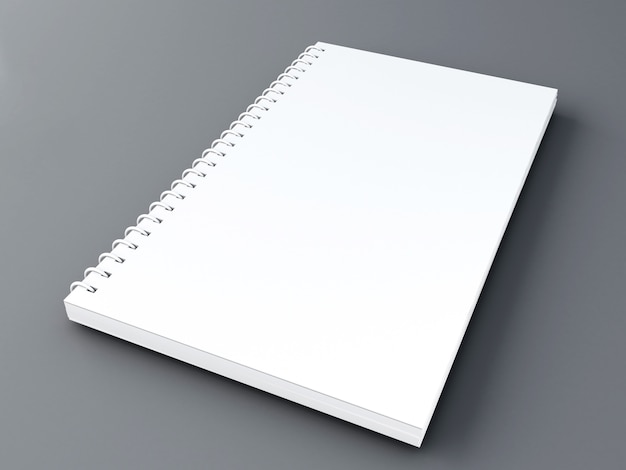 Illustrazione 3D Mockup di notebook con bianco pulito bianco. mock up concept.