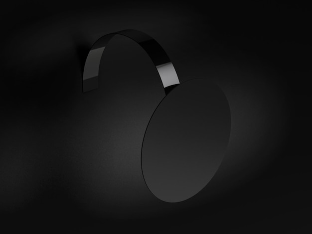 Illustrazione 3d Mockup wobbler nero isolato su sfondo nero