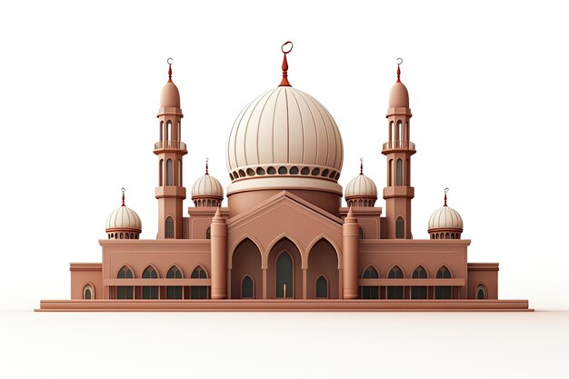 illustrazione 3d moschea su sfondo isolato
