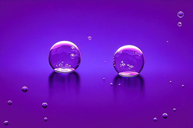 Illustrazione 3D olio con bolle su sfondo viola