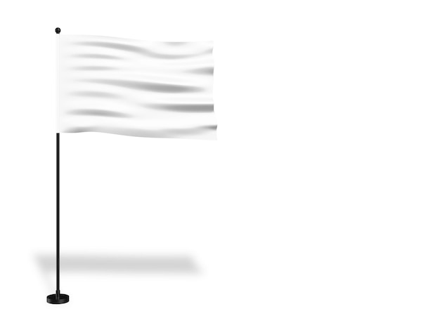 Illustrazione 3D Palo con bandiera ondulata isolata su sfondo bianco