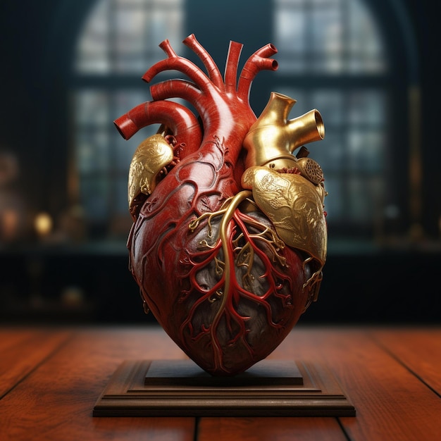 Illustrazione 3D realistica del cuore umano Arte astratta