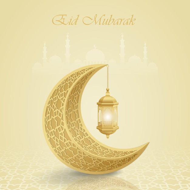 Illustrazione 3D realistica di Eid Mubarak