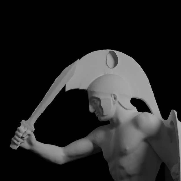 illustrazione 3d statua scura classica testa scultura vecchia immagine di sfondo