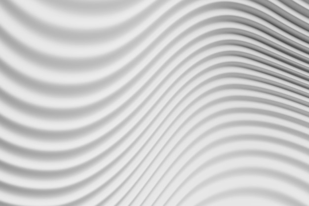 Illustrazione 3D strisce grigie sotto forma di onde ondulate sfondo futuristico