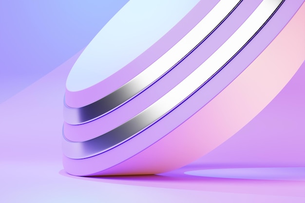 Illustrazione 3D toroide viola neon su sfondo monocromatico sfondo geometrico