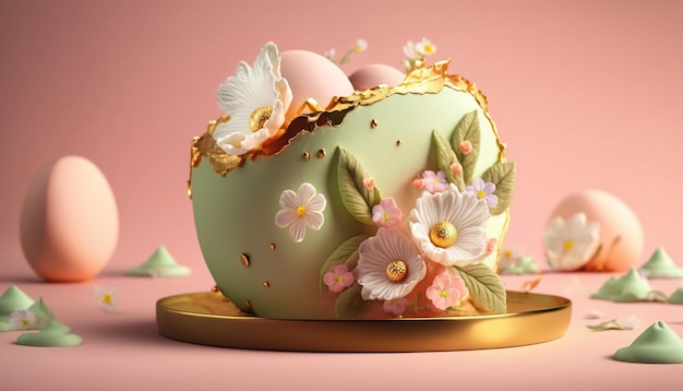 illustrazione 3d torta di pasqua con cioccolato isolato sullo sfondo