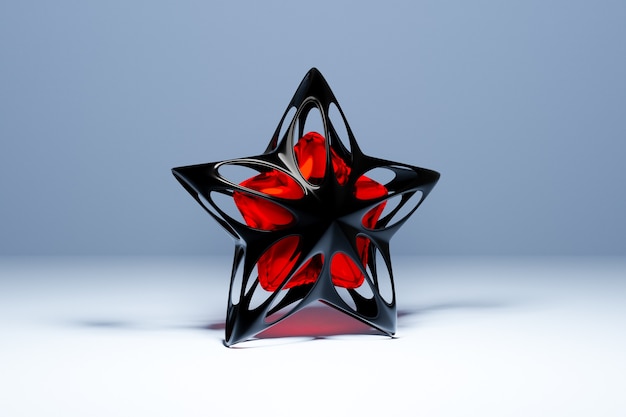 Illustrazione 3D una stella di vetro decorativa su sfondo chiaro.