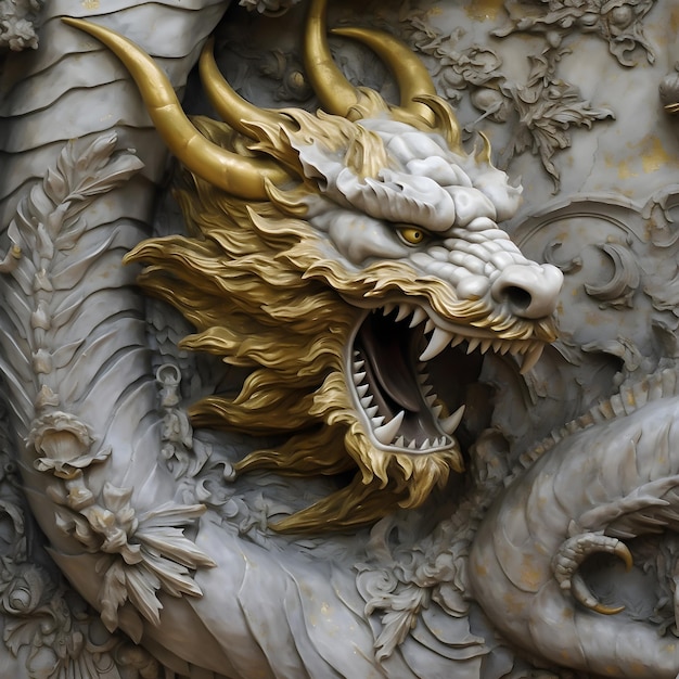 illustrazione 3d volto di drago Decorazione Cina