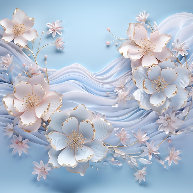 Illustrazione 3D vortice floreale blu