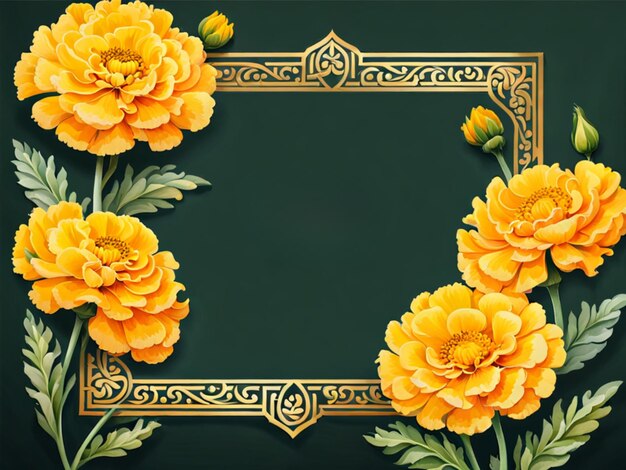 Illustrazione a acquerello per il vasant panchami con bellissimi fiori di marigold gialli