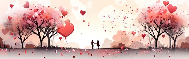 illustrazione a acquerello per la carta da parati del giorno di San Valentino con i cuori