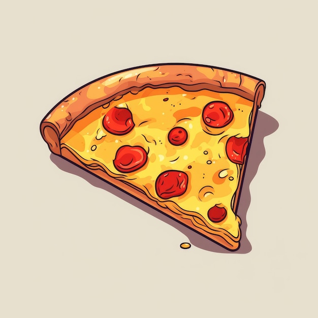 Illustrazione a cartone animato di una fetta di pizza generata da AI Immagine