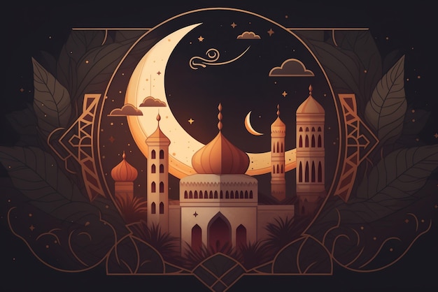 Illustrazione a colori piatta per il ramadan