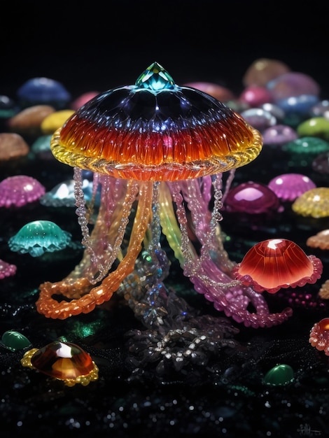 Illustrazione a colori vivaci di un fungo gigante
