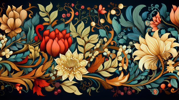 Illustrazione a disegno floreale Spirito vibrante di colori con disegno di fiori autentici