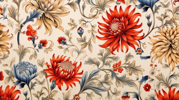 Illustrazione a disegno floreale Spirito vibrante di colori con disegno di fiori autentici