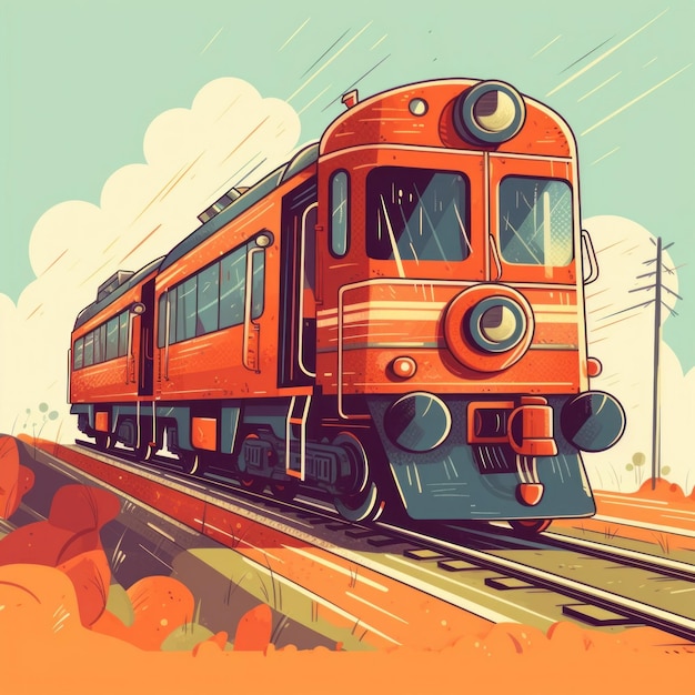 Illustrazione a fumetti di un treno