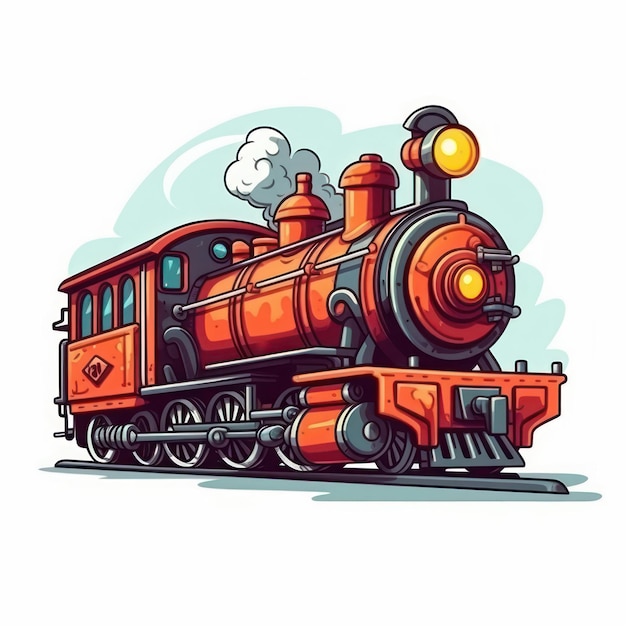 Illustrazione a fumetti di un vecchio treno a vapore