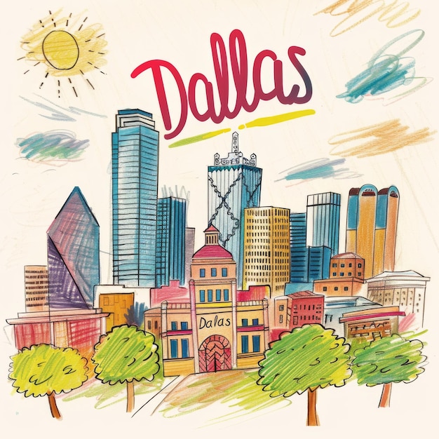 Illustrazione a matita stravagante di Dallas