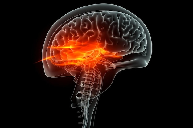 Illustrazione a raggi X dell'illustrazione 3d dell'ictus cerebrale