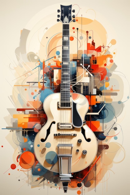 Illustrazione acustica di chitarra per pubblicità grafica musicale Creata con tecnologia Generative AI