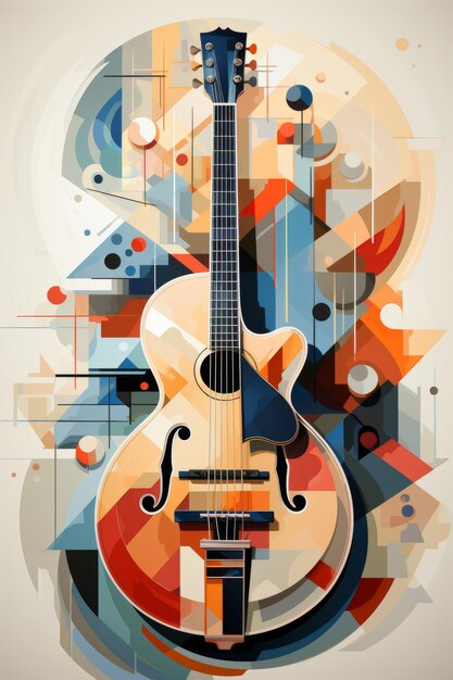 Illustrazione acustica di chitarra per pubblicità grafica musicale Creata con tecnologia Generative AI