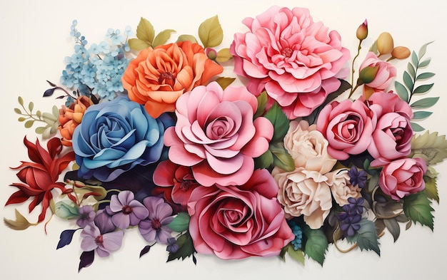 Illustrazione ad acquerello con bellissimi fiori Acquerello d'arte