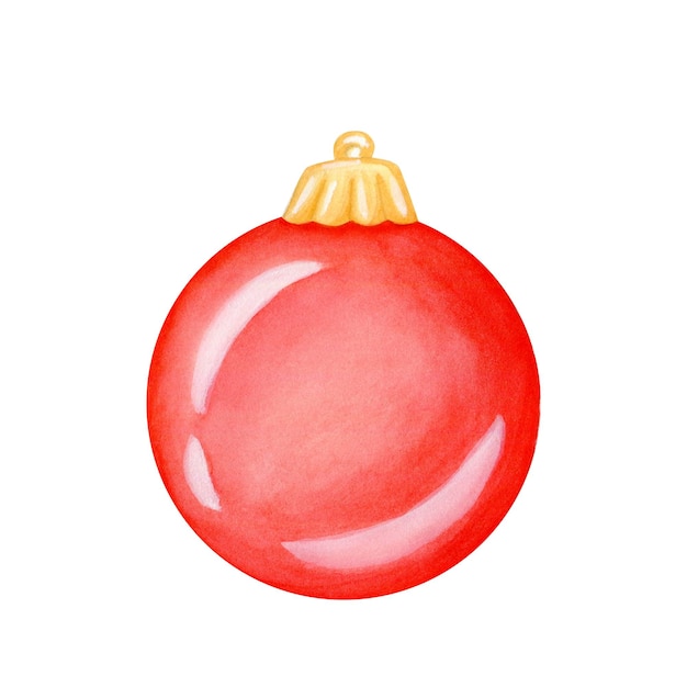 Illustrazione ad acquerello Decorazione a palloncino rosso di Natale