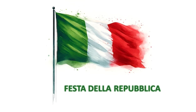 Illustrazione ad acquerello della bandiera italiana per la Giornata della Repubblica d'Italia
