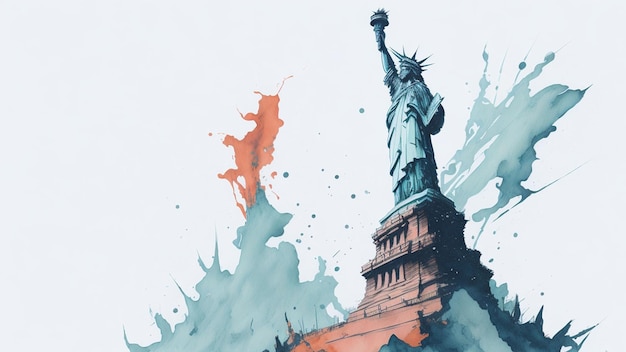 Illustrazione ad acquerello della Statua della Libertà a New York City