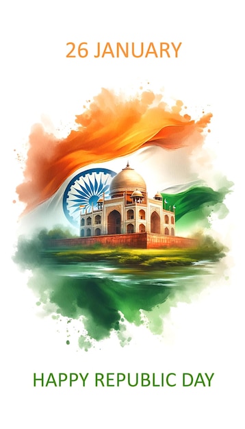 Illustrazione ad acquerello dello sfondo della bandiera indiana con spazio per la copia