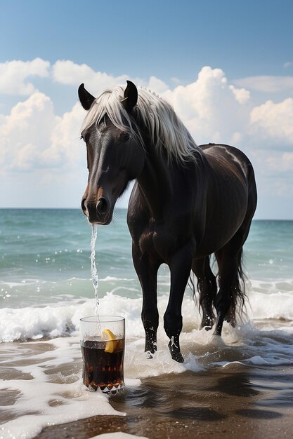 illustrazione ad acquerello di animali a cavallo in riva al mare