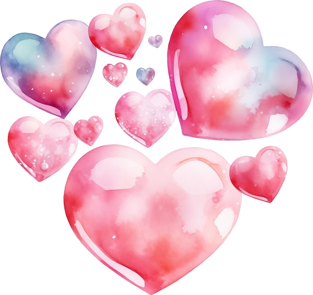 Illustrazione ad acquerello di cuore a bolle di sapone
