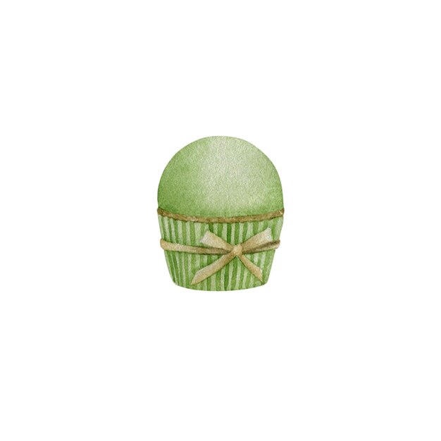 Illustrazione ad acquerello di cupcake in polvere di matcha