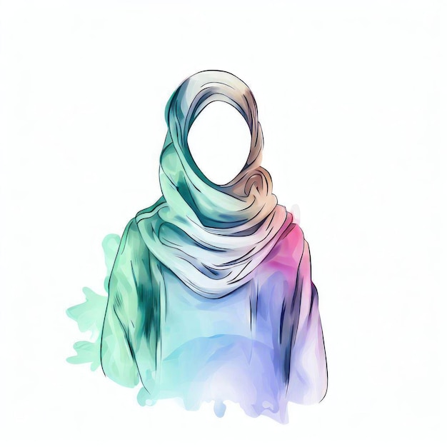 Illustrazione ad acquerello di donne in hijab AI generativa