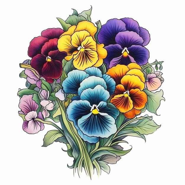 illustrazione ad acquerello di pansy