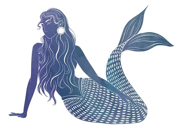 Illustrazione ad acquerello di sirena