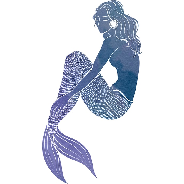 Illustrazione ad acquerello di sirena