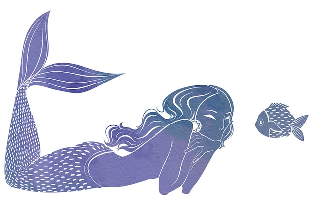 Illustrazione ad acquerello di sirena