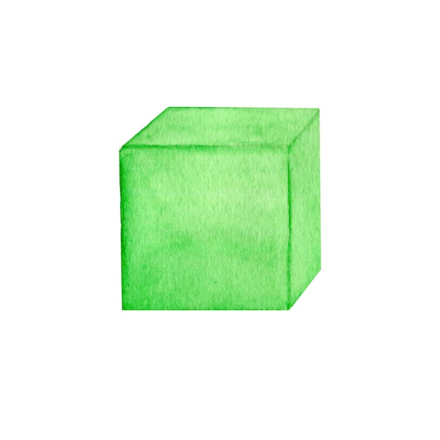 Illustrazione ad acquerello di un cubo verde