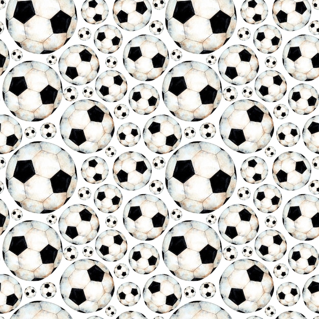 Illustrazione ad acquerello di un modello di pallone da calcio Simbolo sportivo Stampa ripetuta senza soluzione di continuità