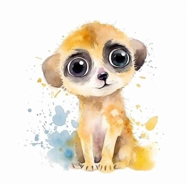 Illustrazione ad acquerello di un simpatico suricato